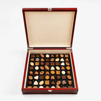 Brown Wooden Luxury Praline Box 64 pcs